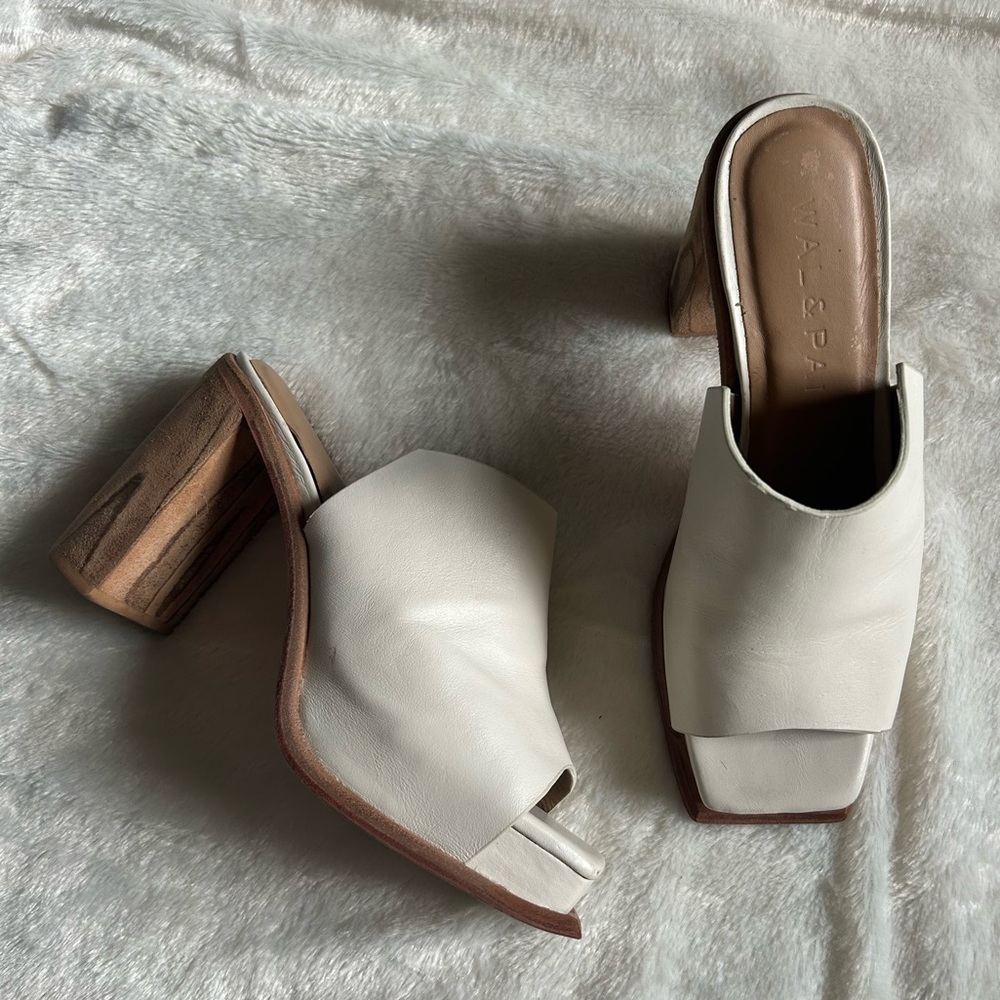 Wal & Pai denker heel square toe bone ivory womens 37